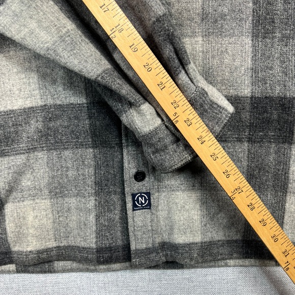 Vintage Y2K Nautica Jeans Heavy Flannel Shirt Jac Mens Large Gray Plaid Shacket - Picture 7 of 11
